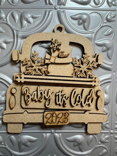 Baby Its Cold! Farmhouse Truck Ornament DIY